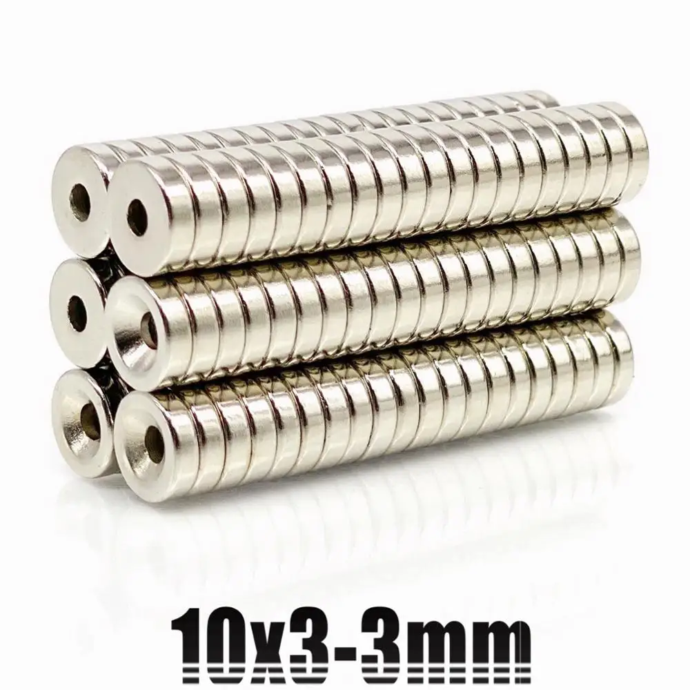 5-1000Pcs 10x3-3 NdFeB Neodymium Magnet 10*3-3 Super Powerful Small Round Permanent Disc Magnetic imanes 10x3 Hole 3 10*3mm