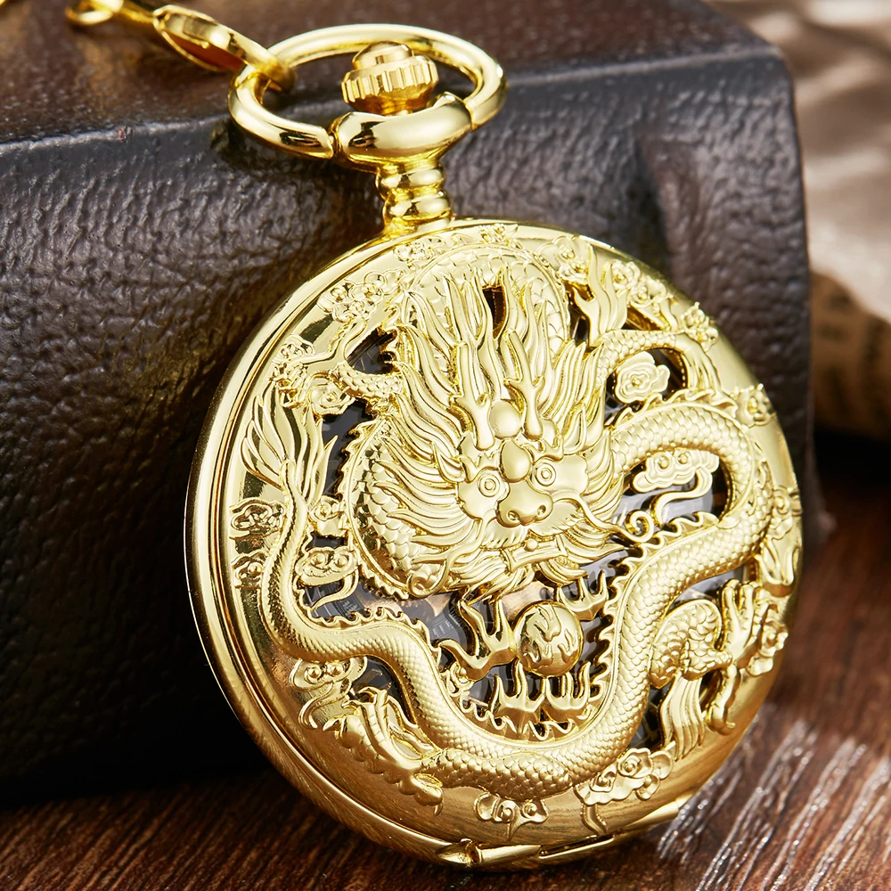 

Luxury Golden Mechanical Pocket Watch for Men Women Vintage Case Roman Numeral Dial Fob Chain Pendant Clock with Chain
