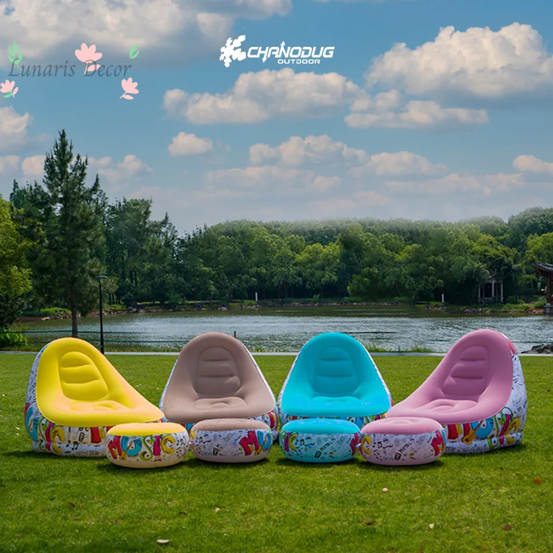 Outdoor inflatable sofa chair portable camping Internet celebrity thickened flocking lazy sofa bedroom home leisure folding bed