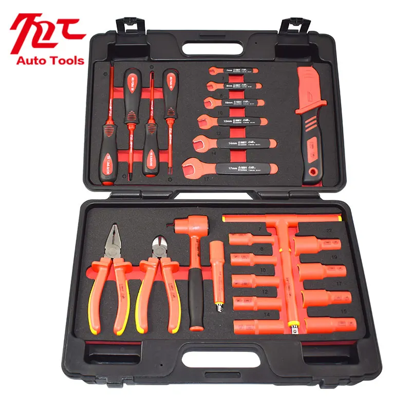 

New Energy Insulated Socket Wrench Set VDE Certified High Voltage 1000V Toolbox 25 Sets