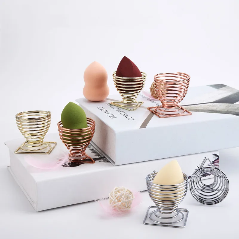 Egg Shaped Rack Display Drain Stainless Steel Empty Cosmetic Makeup Sponge Puff Alloy Drying Holder Makeup Egg Holders Tools