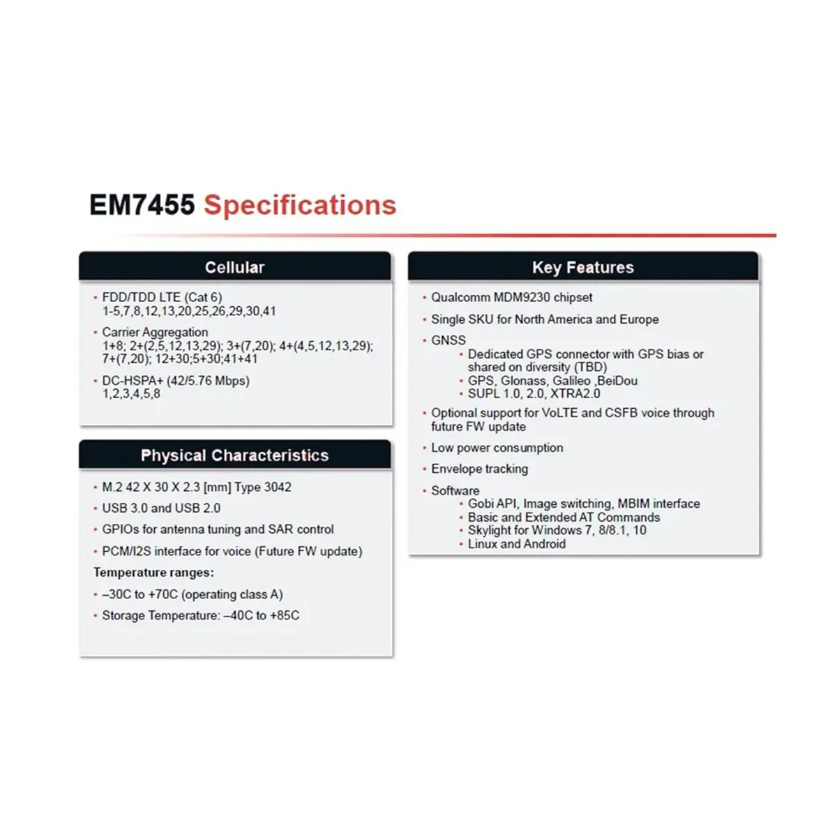 

Модуль 4G LTE Digital Essentials EM7455 00JT542 NGFF M2 для T460 T560 L460 L560 X260 P70 P50 P40 X1