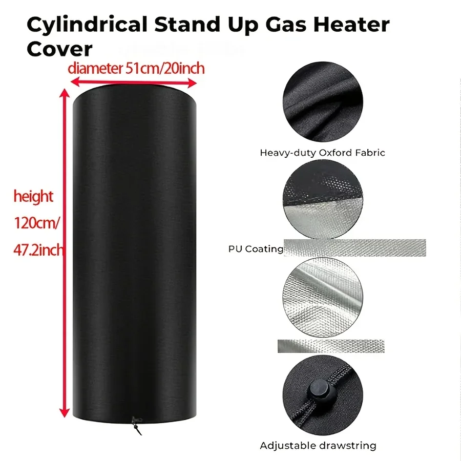 1 Piece Dust Cover for Round Three-dimensional Cylinder Heater, Patio Protection Heater Cover, Usable All Year Round