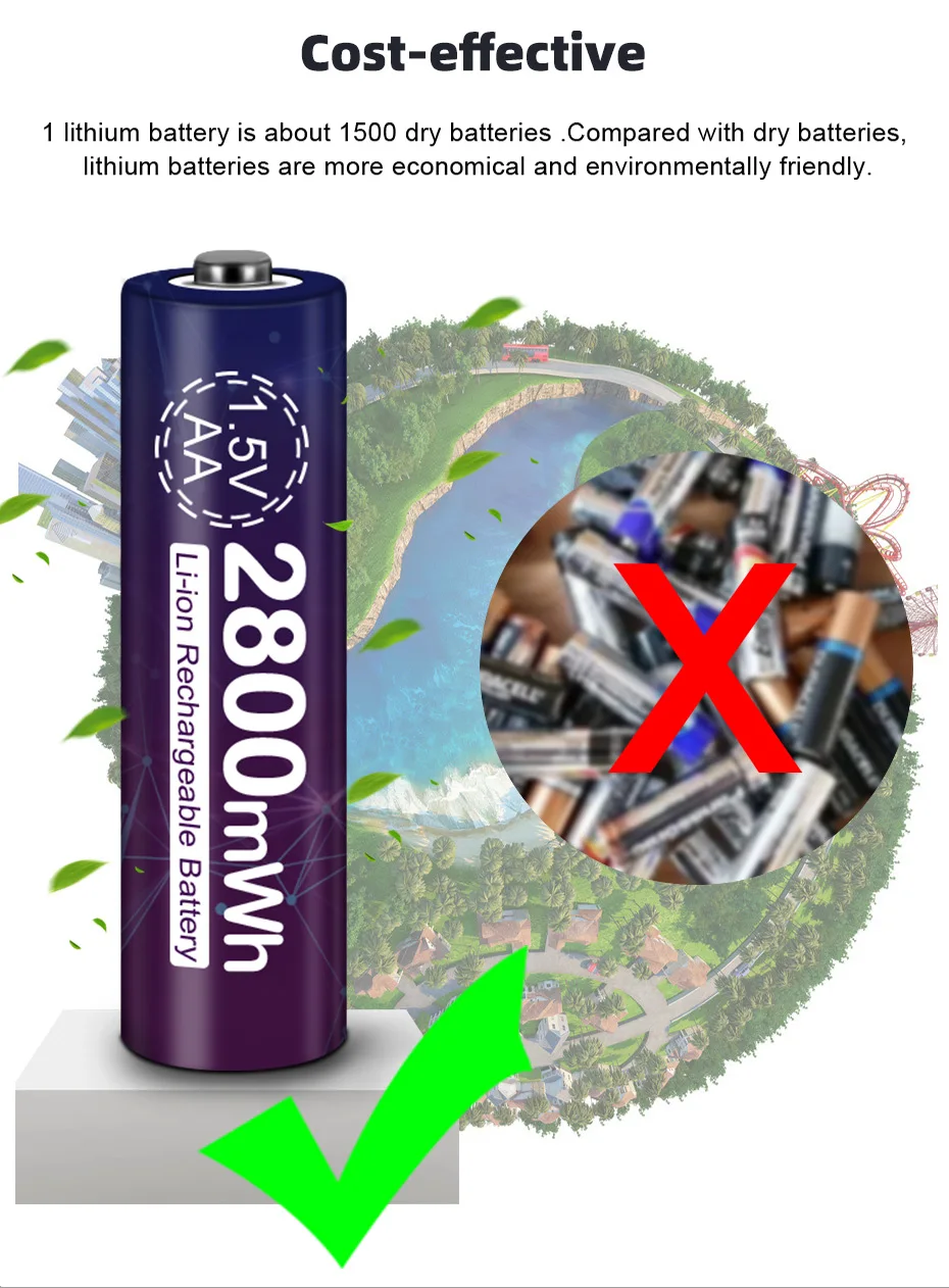 PALO 1,5V AA Lithium-Akku AA 2800mWh Batterien für elektronische Schlösser/kabellose Mäuse/elektrische Spielzeugautos – Detail 6