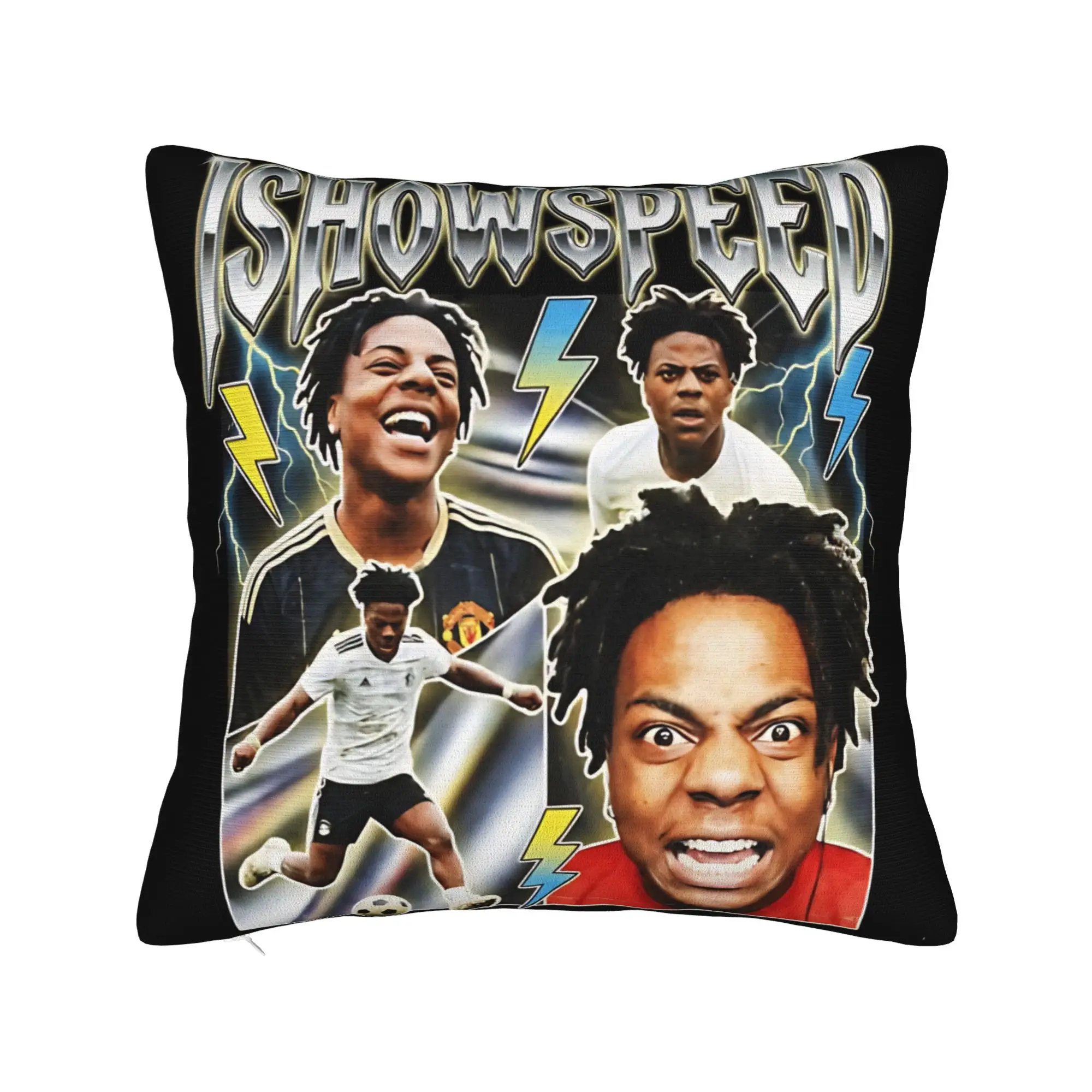 Pillow Cover Ishowspeed YouTuber Funny Face Meme Retro Trendy Pillow Case For Living Room Sofa Pillowcases