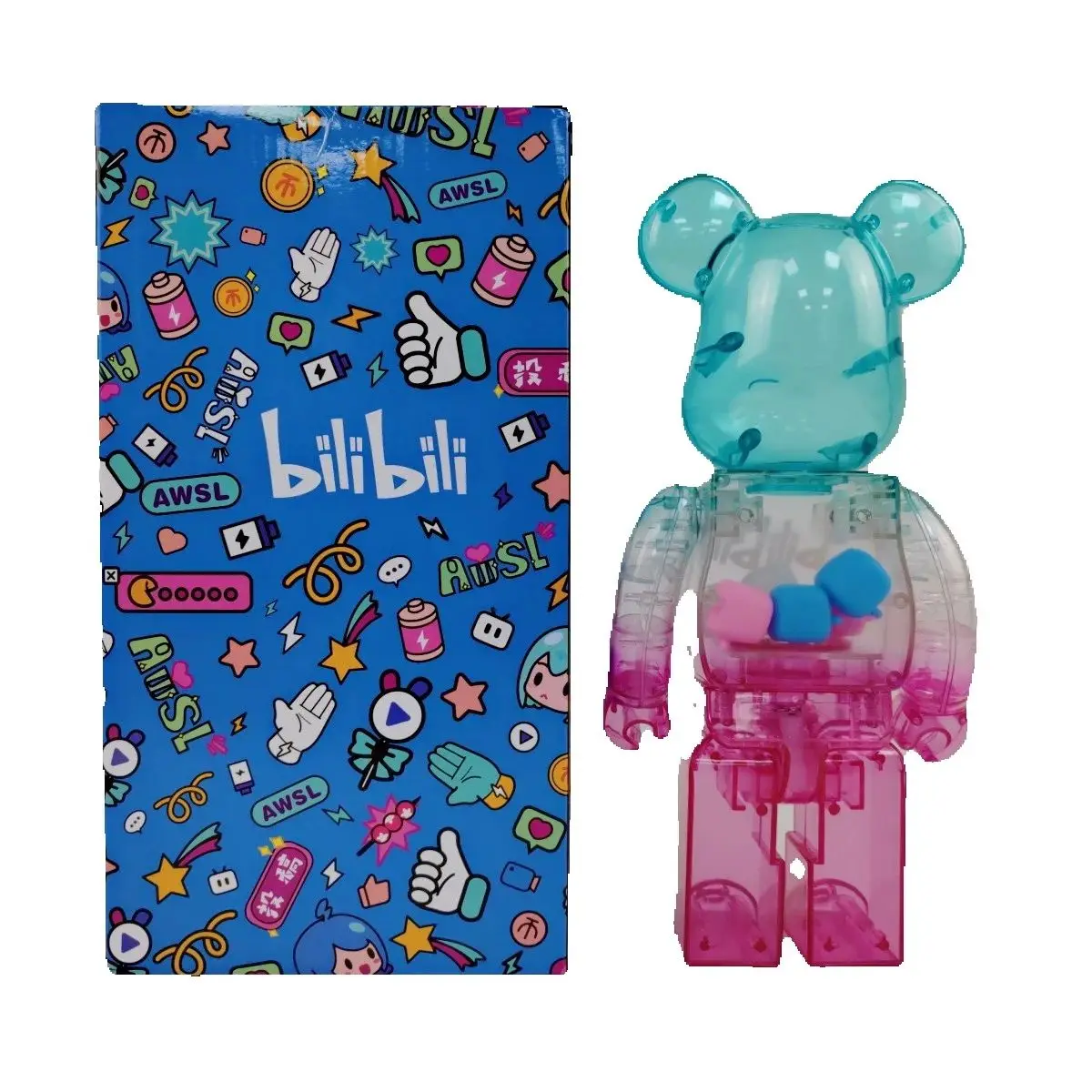 Bearbrick 400% B Station Color Transparent Cartoon Gradient Color Bear 28cm Height Decoration Collection Figure