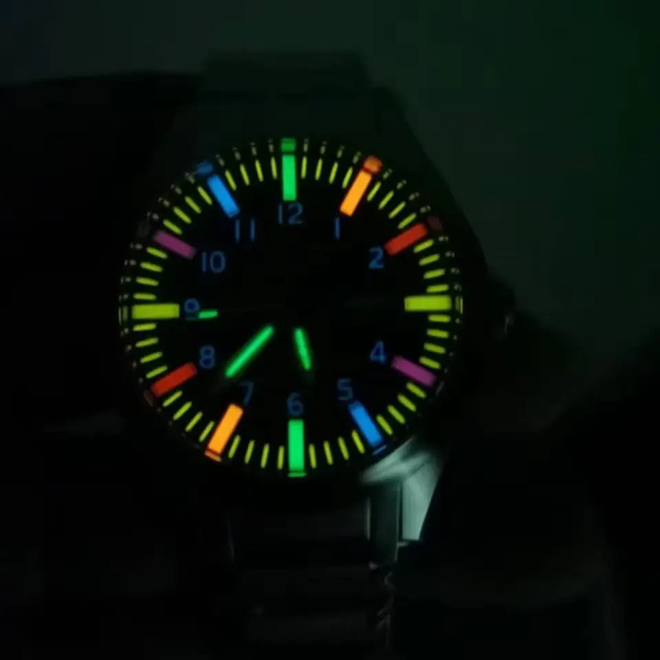 EPOCH Men Colorful Luminous Watch Automatic Mechanical Watch Switzerland 26Jewels Sapphire Watch Luxury 43
