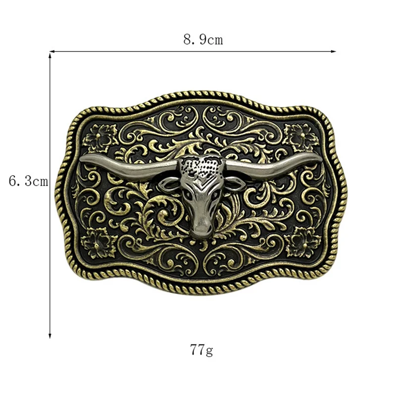 Tang Grama Padrão Bullhead Belt Buckle, estilo ocidental