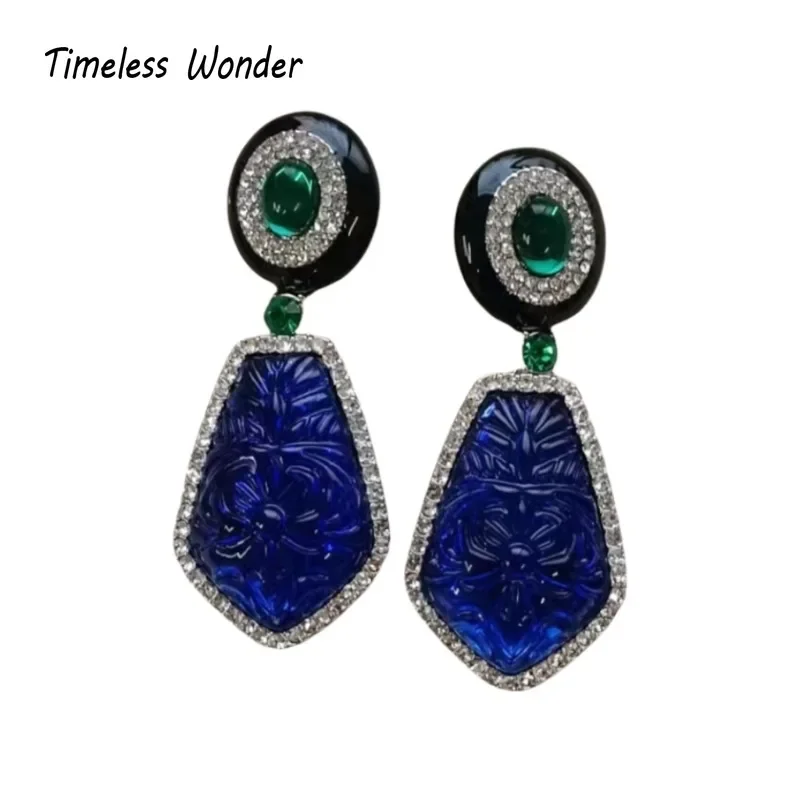 Timeless Wonder Fancy Zircon Geo Glass Stud Earrings for Women Designer Jewelry Runway Goth Classy Style Rare Gift Sweet 5152