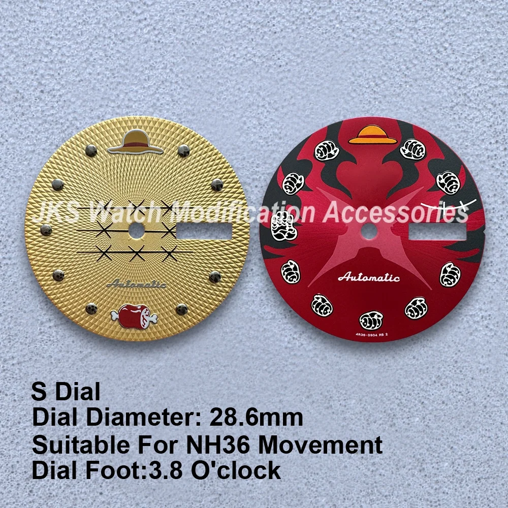 

28.6mm S5 Logo Cartoon Straw Hat Dial Fit NH36/4R36 Japanese Movement High-Quality Watch Modified Accessories