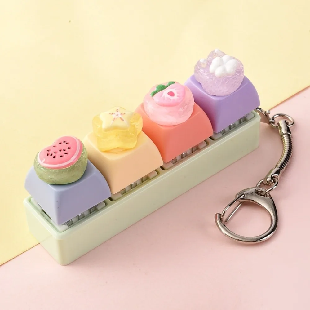 Kawaii 4-Key Fidget Keychain Fruit Portable Push Button Keychain Smooth Cute Reduce Pressure Reduce Anxiety