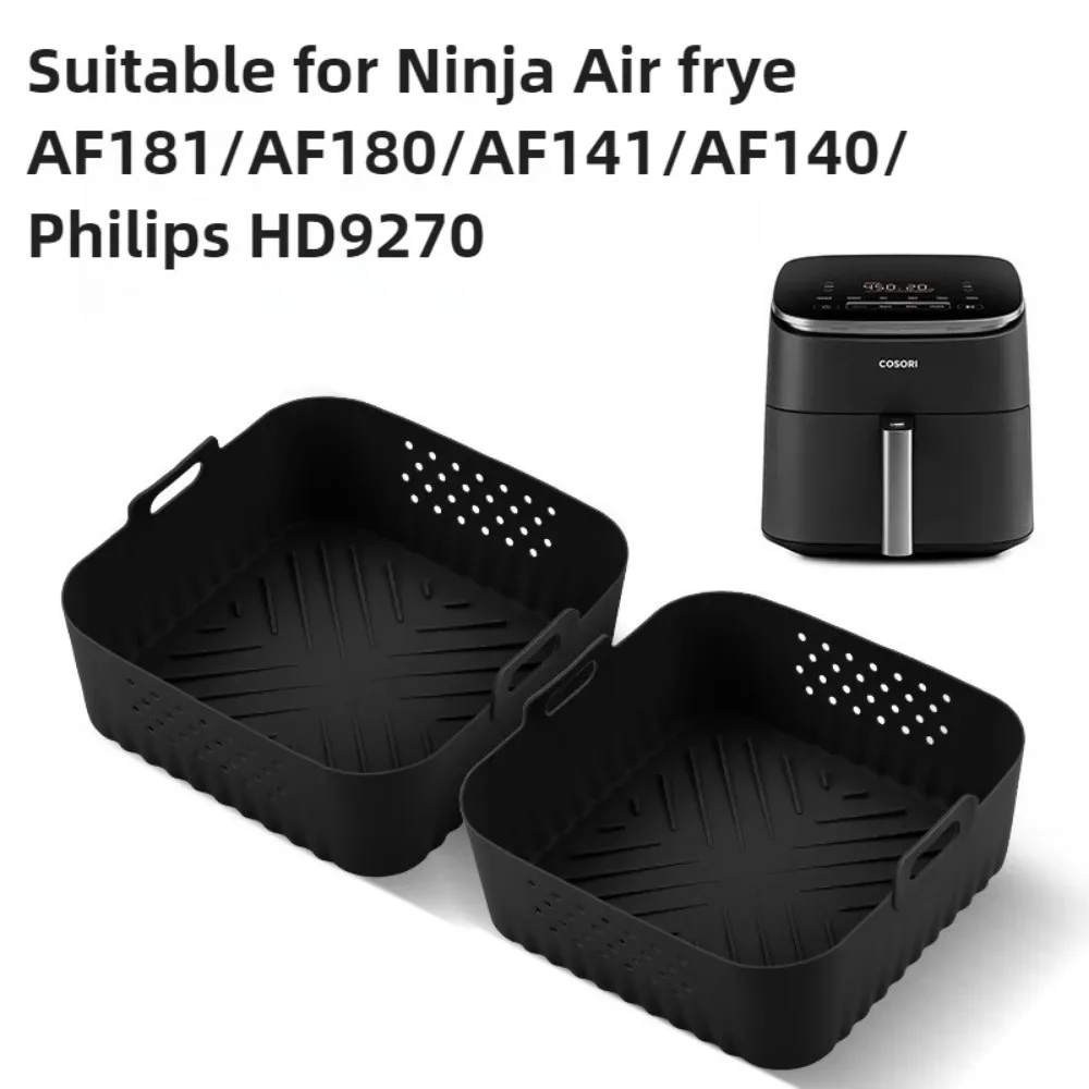 

Silicone Air Fryer Baking Tray Square 5.5-6.2L Silicone Air Fryer Liners Heightened Reusable Air Fryer Basket