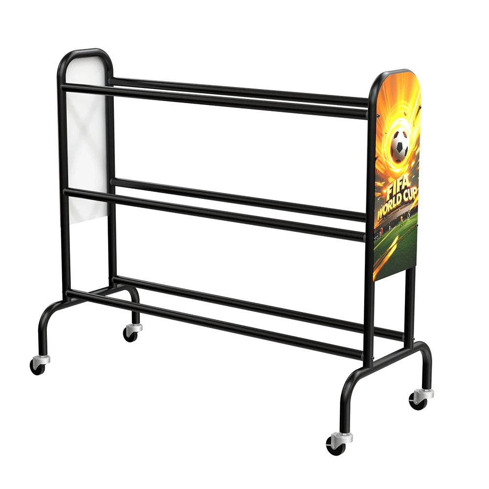 ชั้นวางลูกบาสเก็ตบอล 3 ชั้น พร้อมล้อเลื่อน สำหรับเก็บลูกบาสเก็ตบอล และฝึกซ้อมการยิงบาส