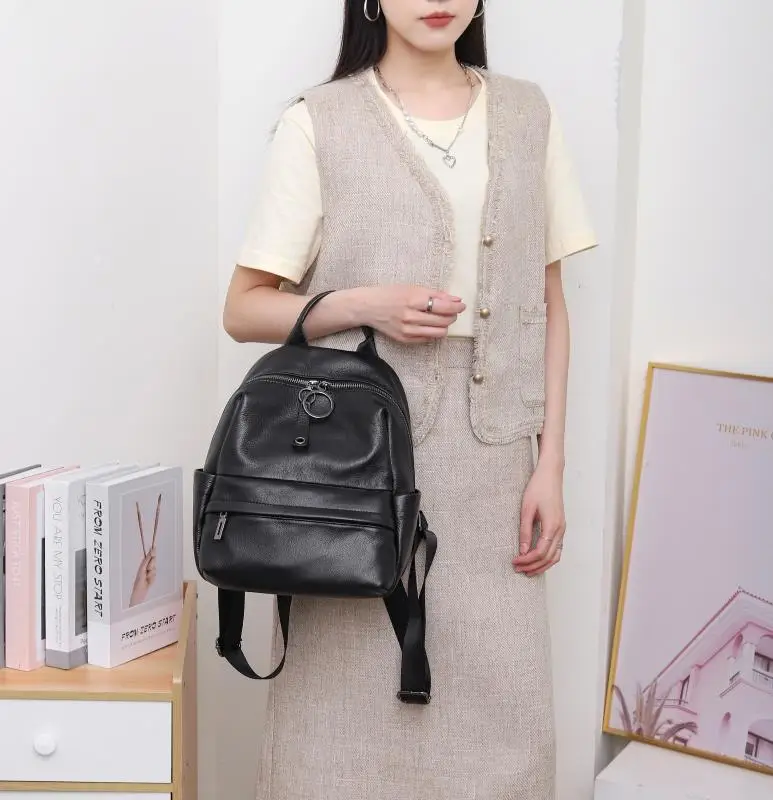 カジュアル本革バックパック女性 2025 新しい本物の牛革トートバッグ女性のファッション牛革ショルダーバッグ