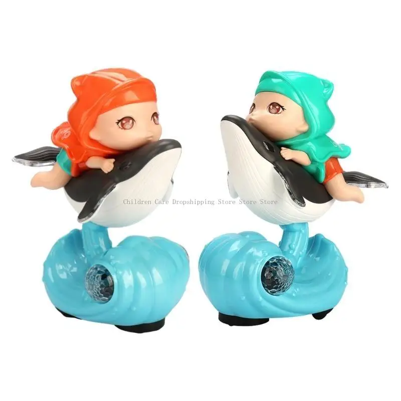 Dziecięca kreskówka wieloryb w kształcie lalki wczesna edukacja muzyczna brzmiąca zabawka do chodzenia