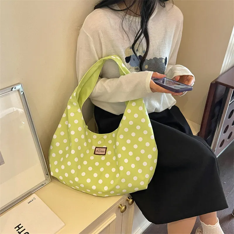 Polka Dot Tote Bag Large Capacity for Women CommutinginsWind-style handbag2026New Korean-style high-end shoulder bag