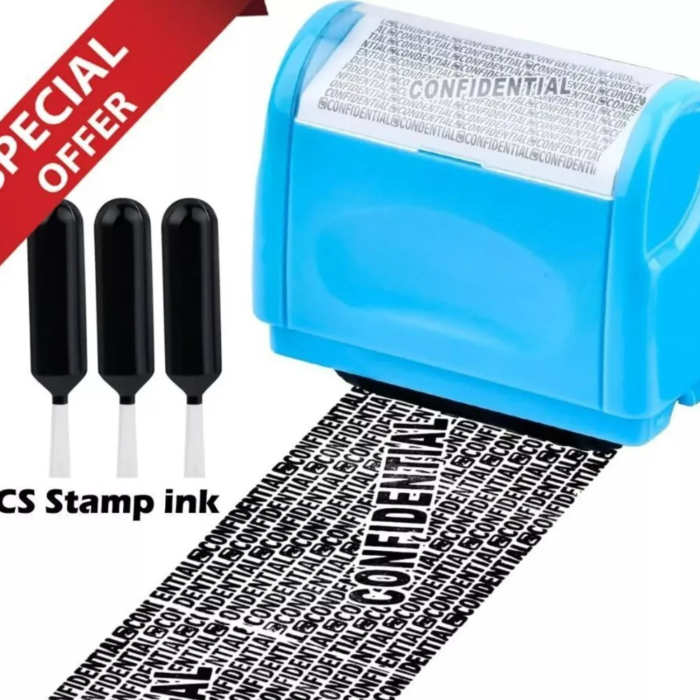 Address Blocker Wide Roller Stamp Including 3-Pack Refills Confidential