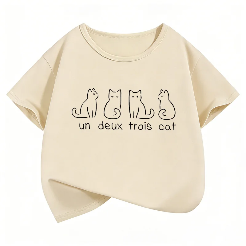 Short Sleeve Lovely Cat Funny T Shirts Manga Kids Children's T-shirt Boys Girls Summer Spring Casual Top Tee Shirt