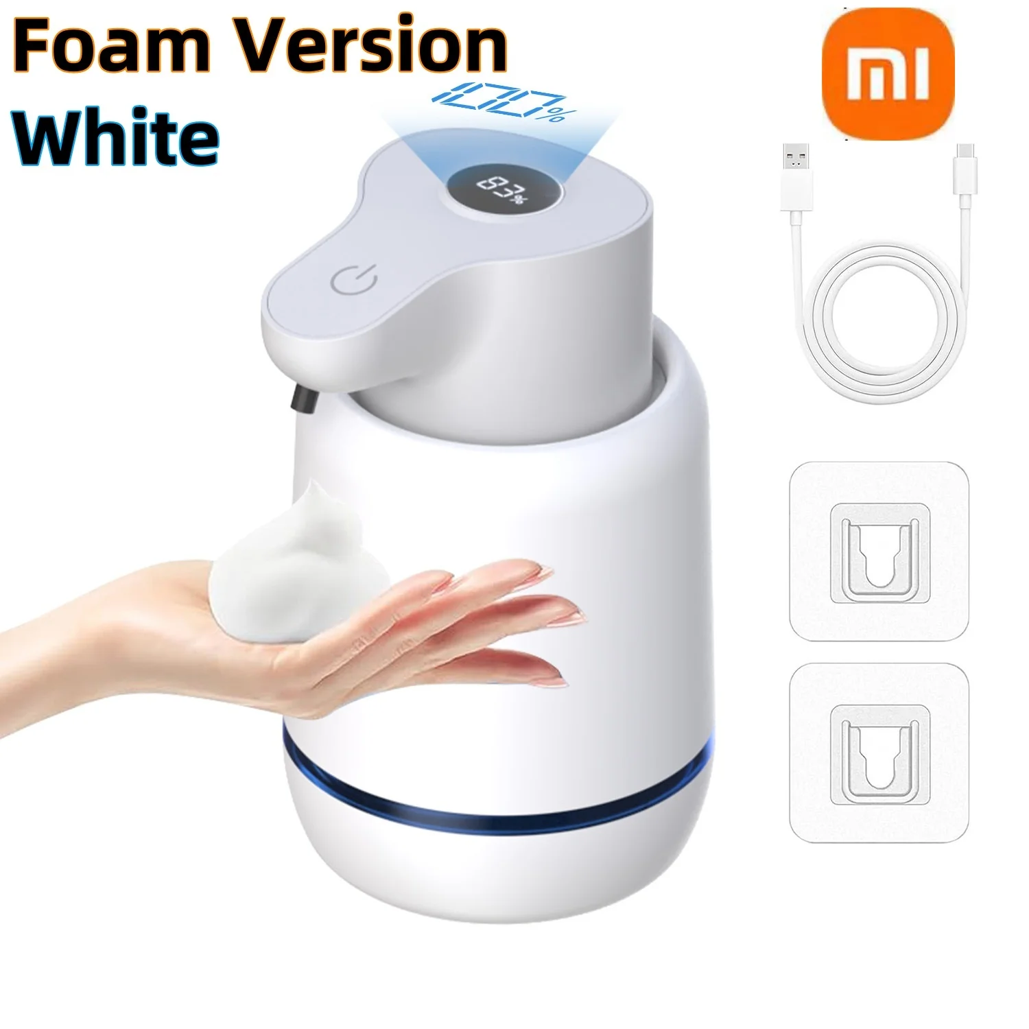 موزع صابون رغوي أوتوماتيكي بدون لمس من Xiaomi 420 مل، 4 مستويات قابلة للتعديل وقابلة لإعادة الشحن، مثبت على الحائط للمطبخ