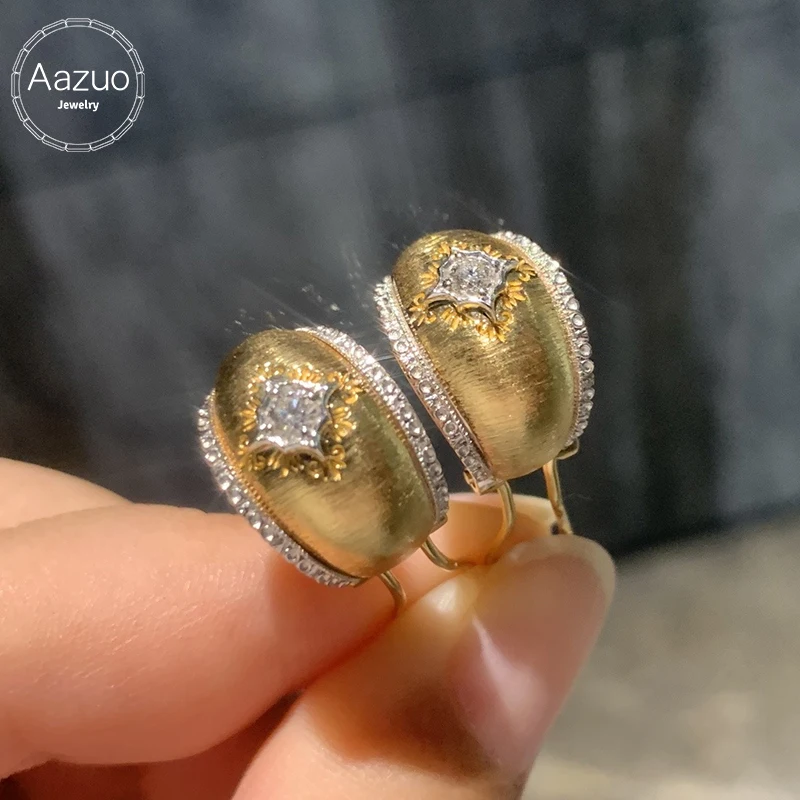 

Серьги-клипсы Aazuo в винтажном стиле из 18-каратного желтого золота с натуральными бриллиантами 0,20 карата, подарок для женщин на день рождения, Au750