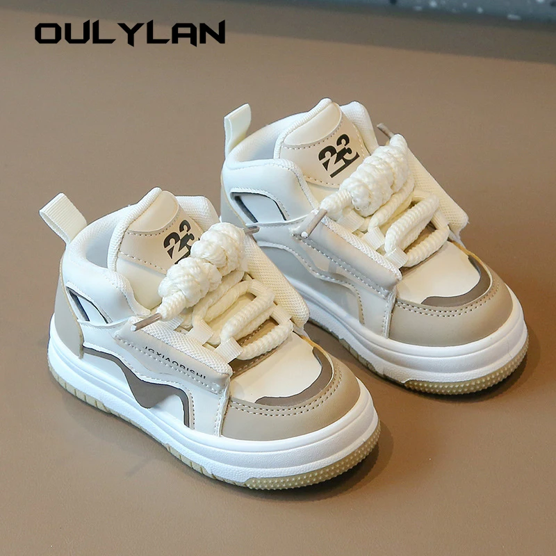 Children\'s Sports Shoes 2024 Spring Boys Casual Board Shoes High Top Kids Baby Skateboard Shoes Girls Trendy Sneakers Size21~32