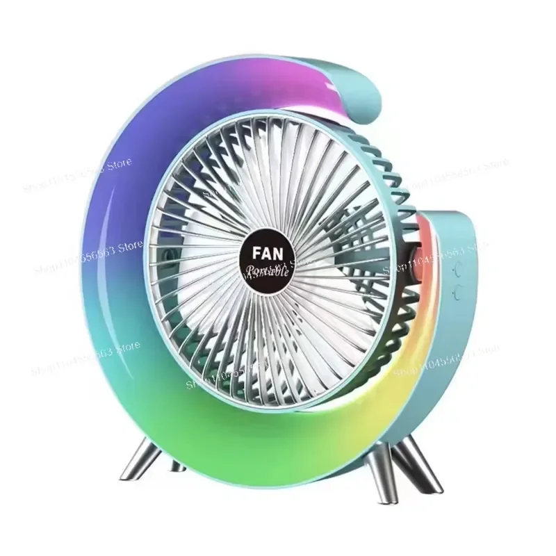 New USB Colorful Running Horse Lantern Air Recirculation Fan for Home Dormitory, Strong Wind, Desktop Electric Fan