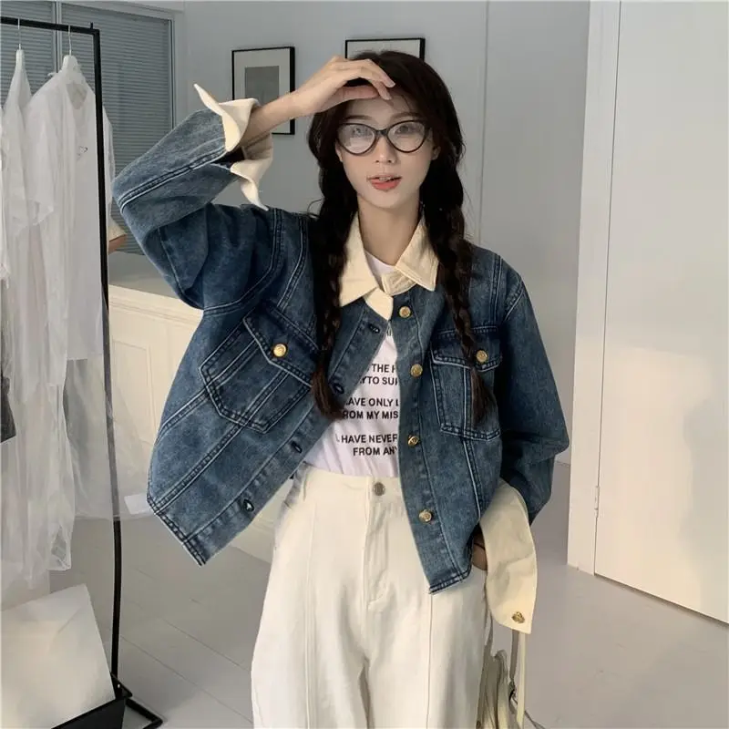 

American Spring Autumn New Design Niche Denim Short Jacket Women Niche Loose Slim Chic Long-Sleeved Top