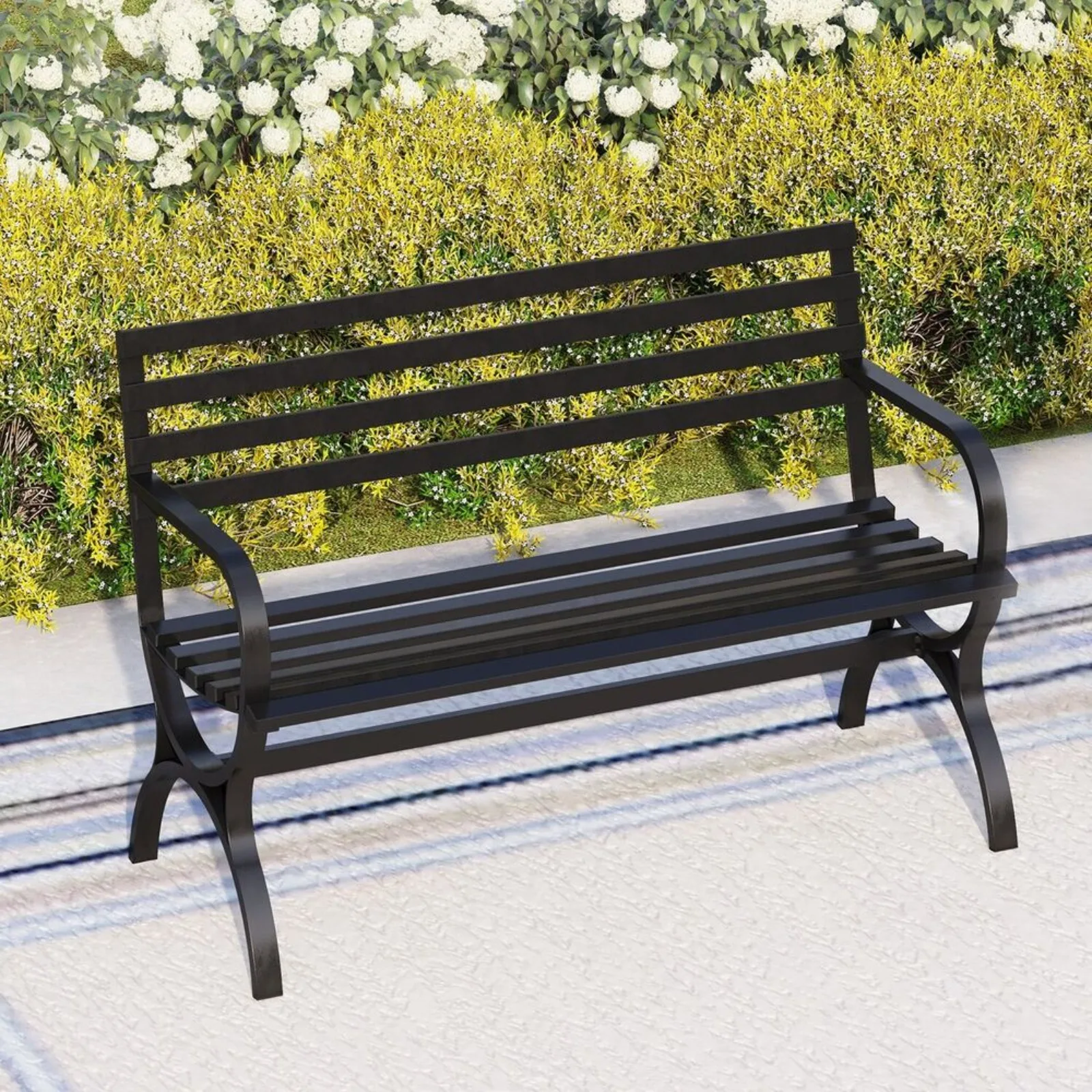 US Outdoor Bench Patio Metal Furniture Deck Porch Seat Park Chair Garden Love Seats