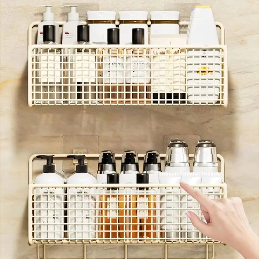 

Large Capacity Bedside Hanging Storage Rack Save Space Grid Design Office Storage Rack No Punching Anti-rust