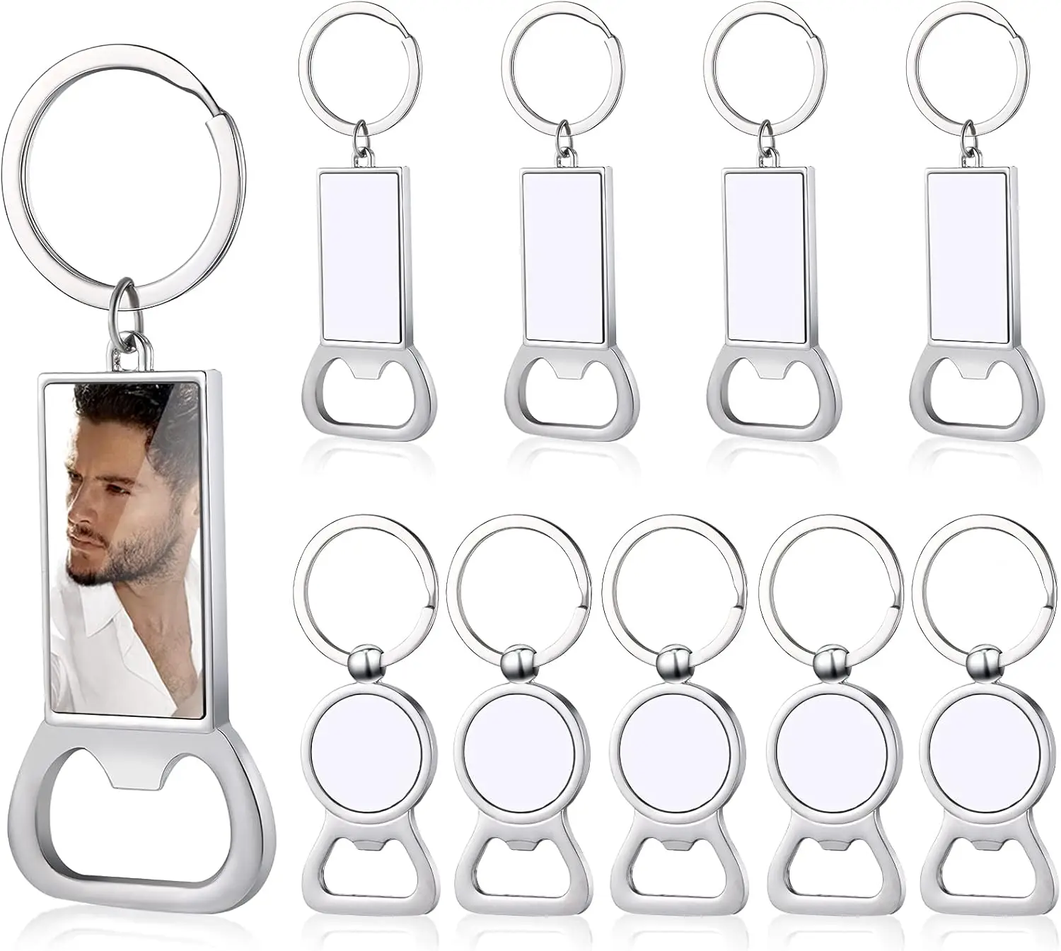 Sublimation Blanks Keychains Bottle Opener Metal Bottle Opener Key Rings Aluminum Heat Transfer Key Rings