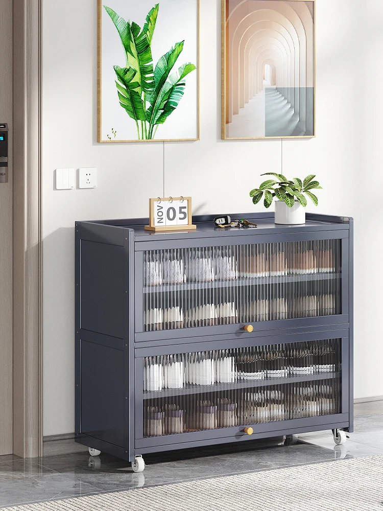 

Shoe cabinet household door large capacity multi-layer oversized pulley movable corridor dust shoe rack