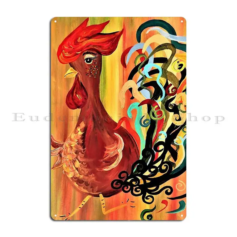 Curly Rooster Metal Plaque Create Designing Wall Decor Wall Plaque Pub Tin Sign Poster