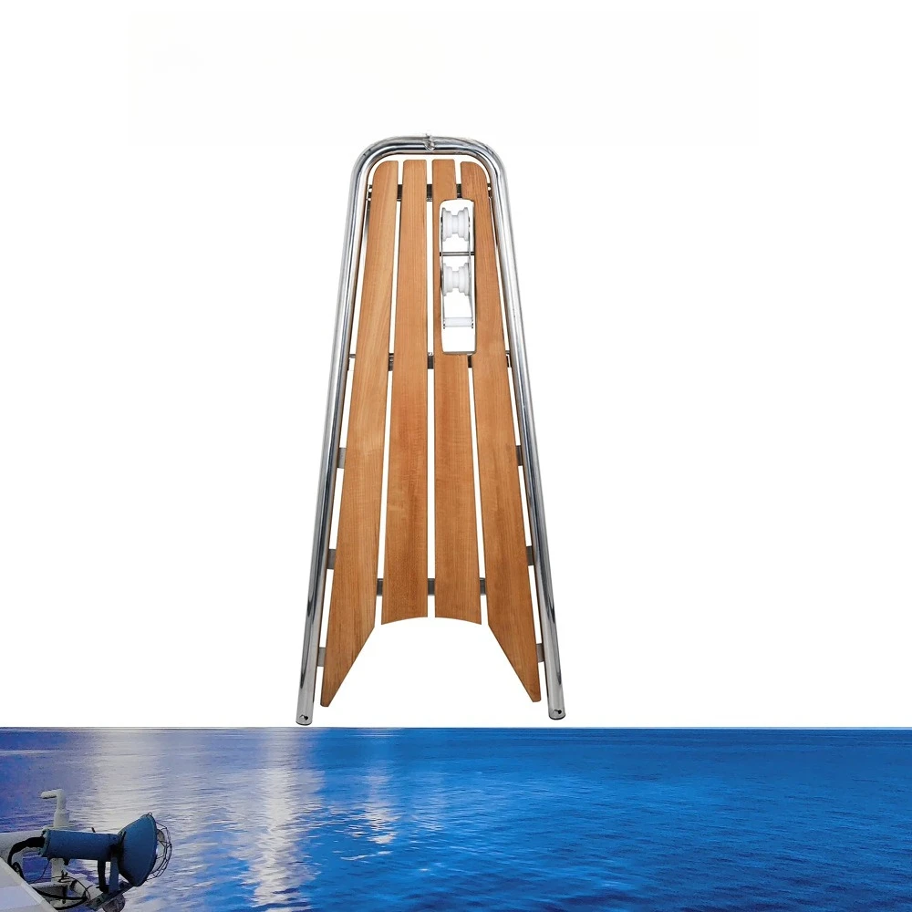 Teak diving board, stainless steel water ladder, ladder, yacht stainless steel and marine hardware accessories