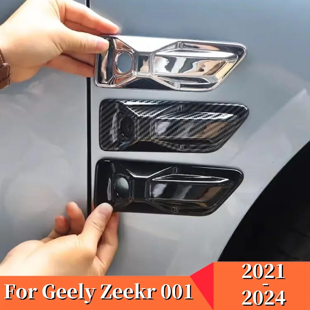 

For Geely Zeekr 001 Accessories 2021-2024 Carbon Black Silver Car Fender Side Body Camera Protection Cover Anti Hit Decor Frame