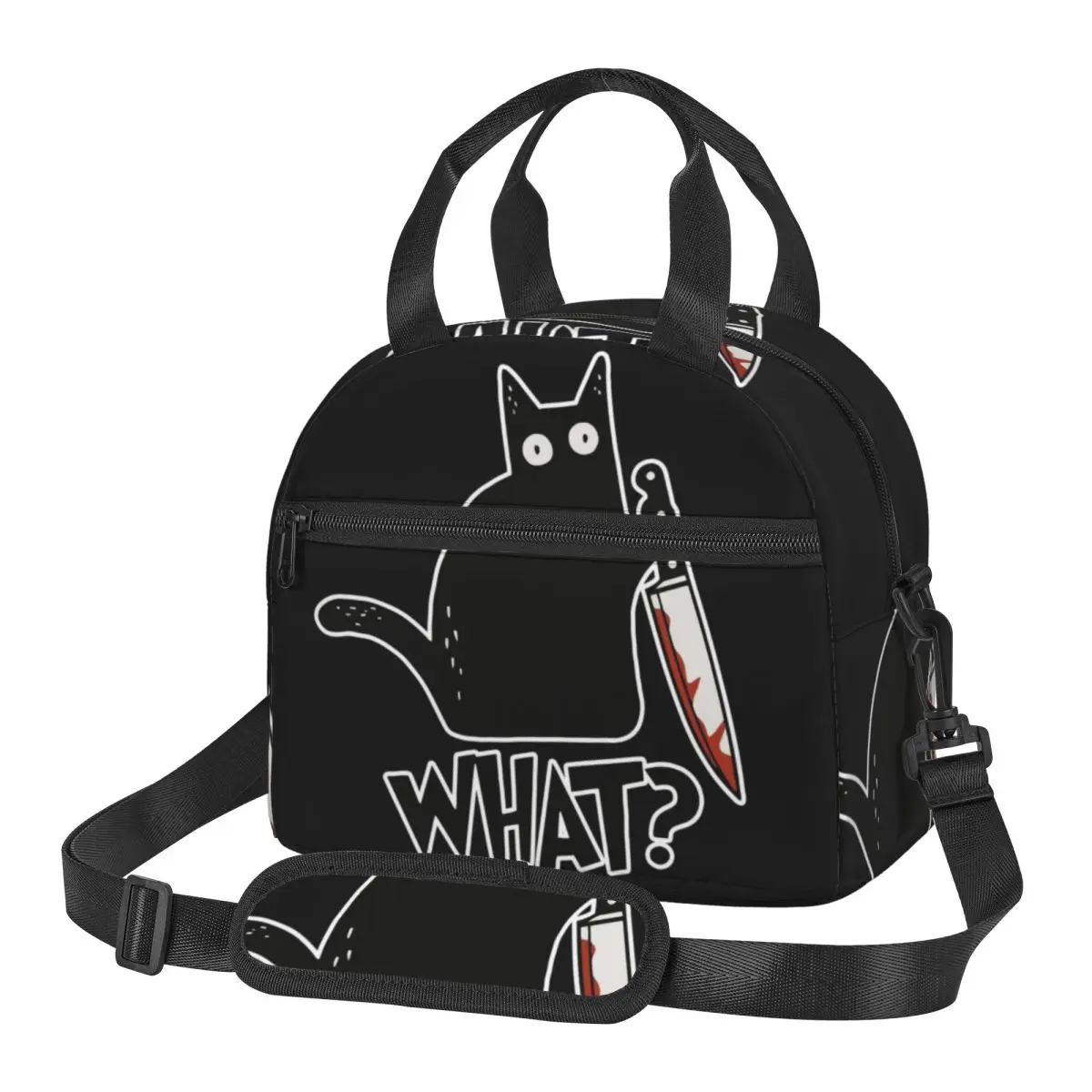 Cat What Murderous Black Cat With Knife Lunch Bags Insulated Bento Box Lunch Tote Picnic Bags Cooler Bag for Woman Work