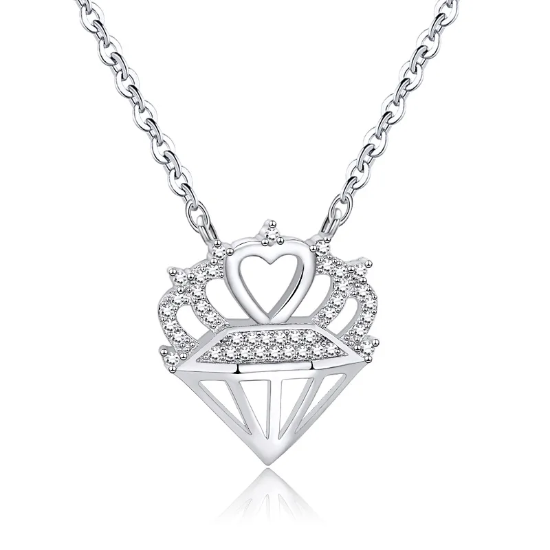 

Kitykiss Heart Crown Necklace, Women's Summer Versatile Elegant Clavicle Chain, Niche Design Jewelry
