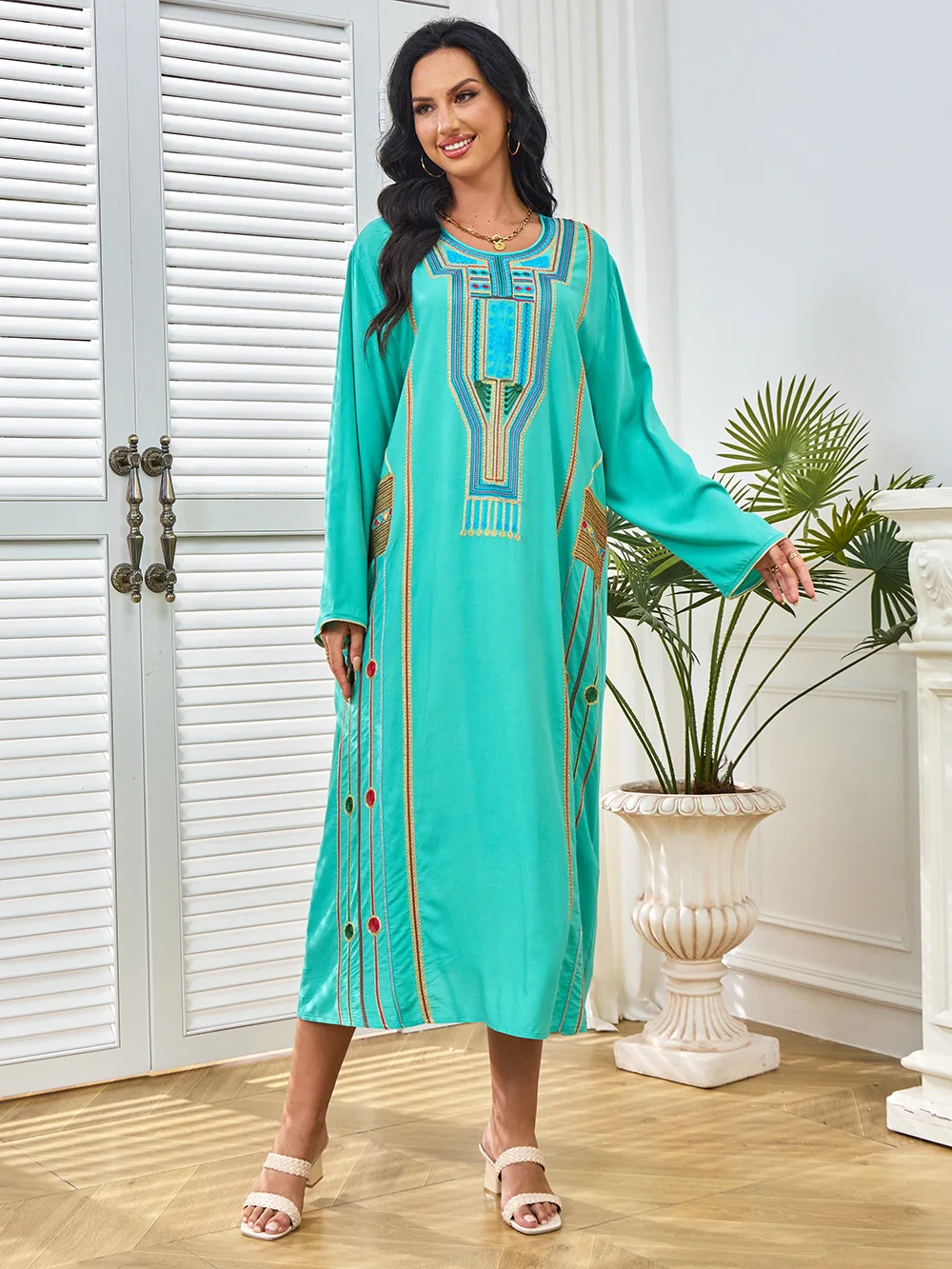 عيد مسلم عباية المغرب موضة رداء كوربان دبي أنيق جديد مطرز رداء فستان ملابس حريمي عربية الشرق الأوسط MT281 #5