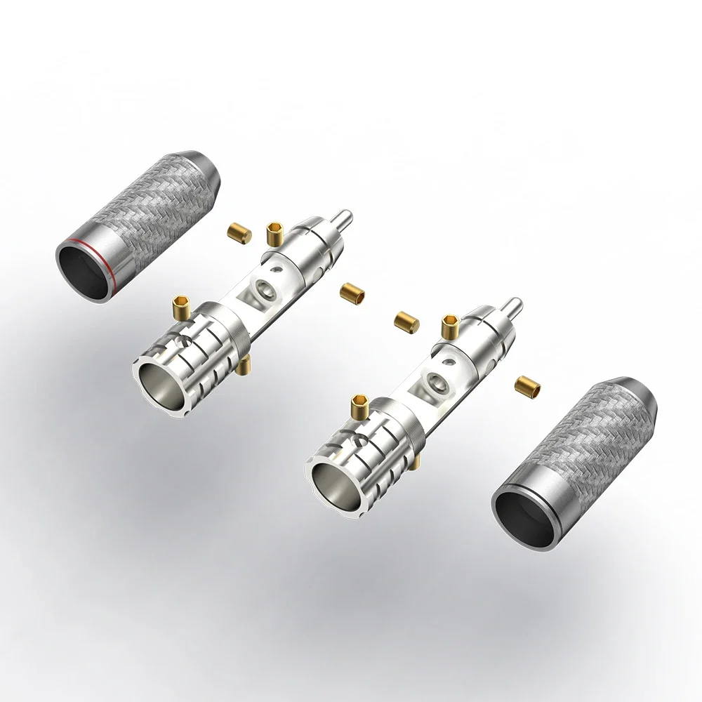 4 قطعة Viborg VR108R النحاس النقي ألياف الكربون RCA الروديوم مطلي نسخة لحام النحاس النقي RCA مسامير قفل