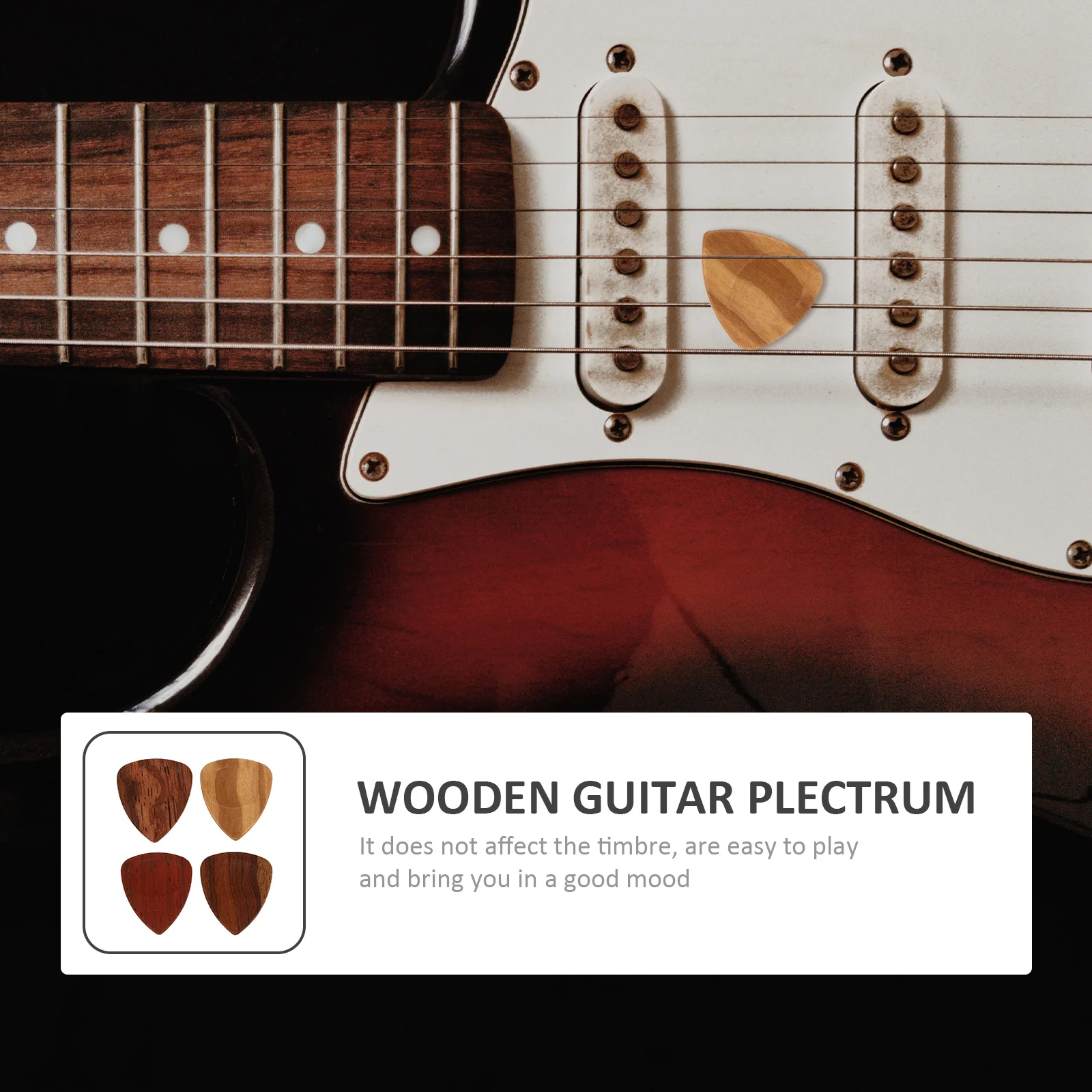 

Folk Electric Wooden Guitar Picks in Box High-Density Solid Wood Construction Loud Clear Tone Resistant to Deformation
