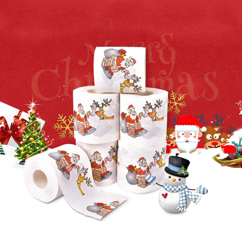 2pcs Christmas Pattern Color Toilet Paper Santa Christmas Tree Printed Tissue Home Christmas Gifts Navidad 2026 Happy New Year