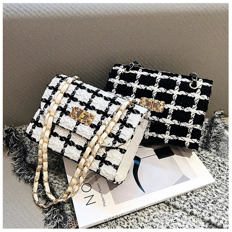 Shoulder Designer luxury bag Fashion Trend Chain Texture Small Checkered Crossbody Square Handbags For Women Classic Style Y2k