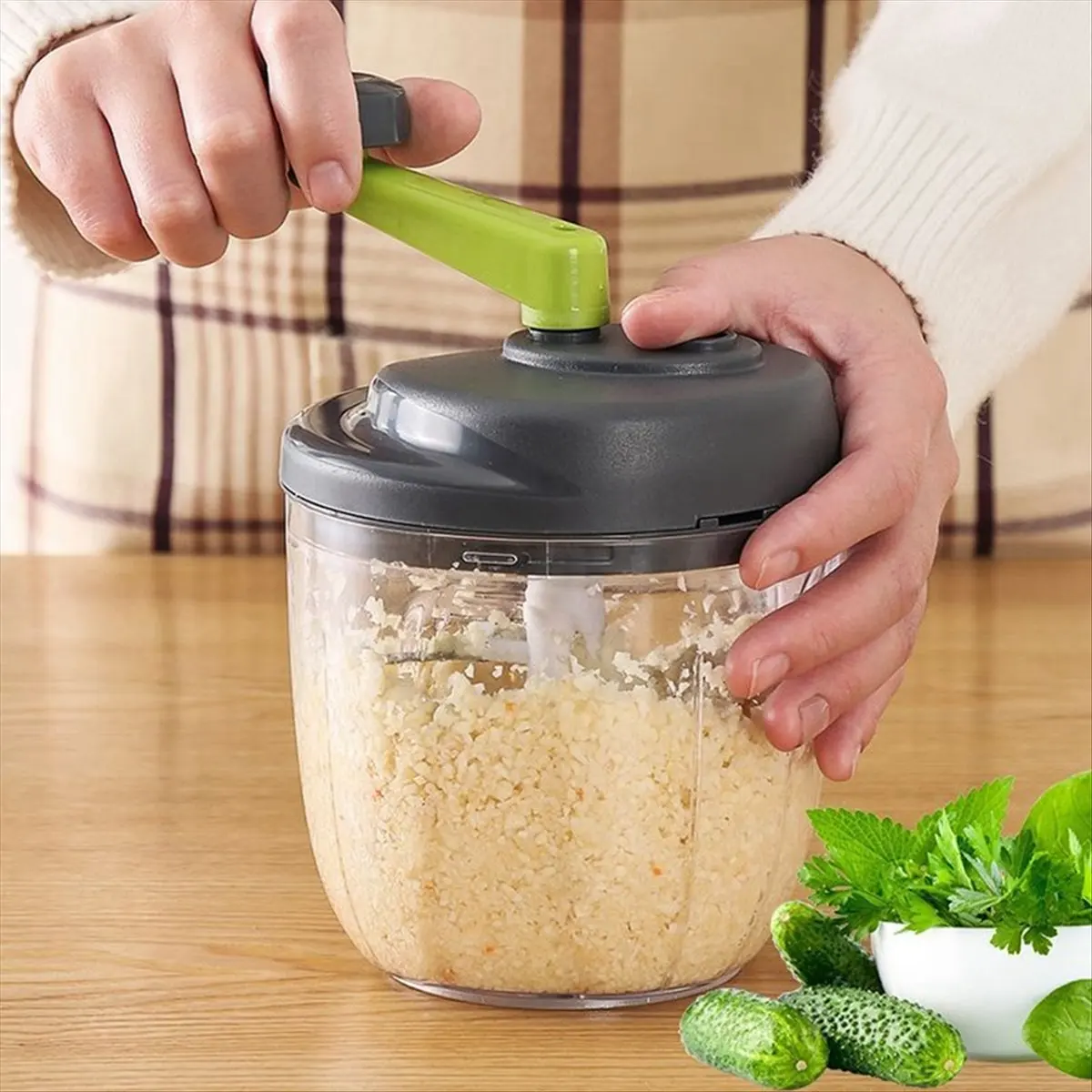

Ручной измельчитель YHYS, ручной измельчитель продуктов, ручной измельчитель лука с рукояткой, измельчитель продуктов с контейнером, роторный измельчитель лука