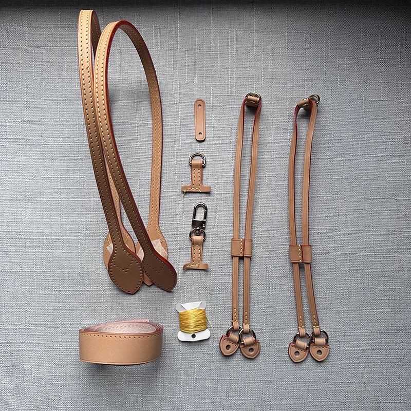 Genuine Leather Shoulder Strap Trim Side Straps Replacement for LV Neverfull Handbag Premium Leather Kit Handle Straps Solution