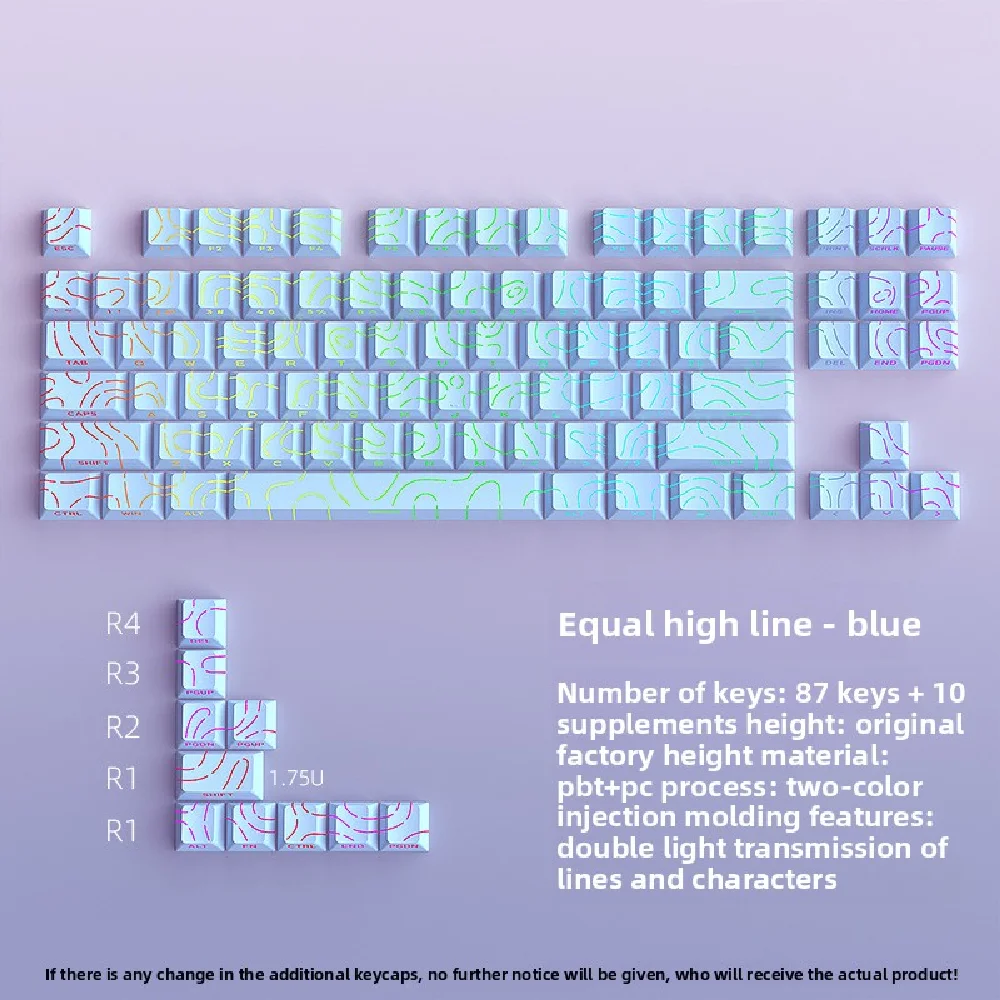 Neue topografische Tastenkappen 4.0-Version Shine Through 98-Tasten PBT Cherry Profile Side Print Hintergrundbeleuchtung für mechanische MX Gamer-Tastatur