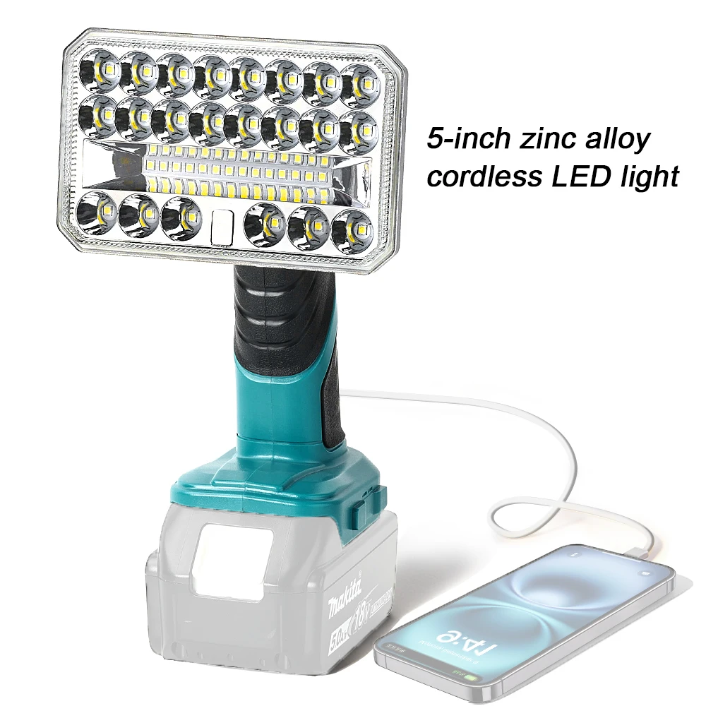 Cordless 2000LM LED Flashlight for Makita 18V Lithium-ion Battery, 5