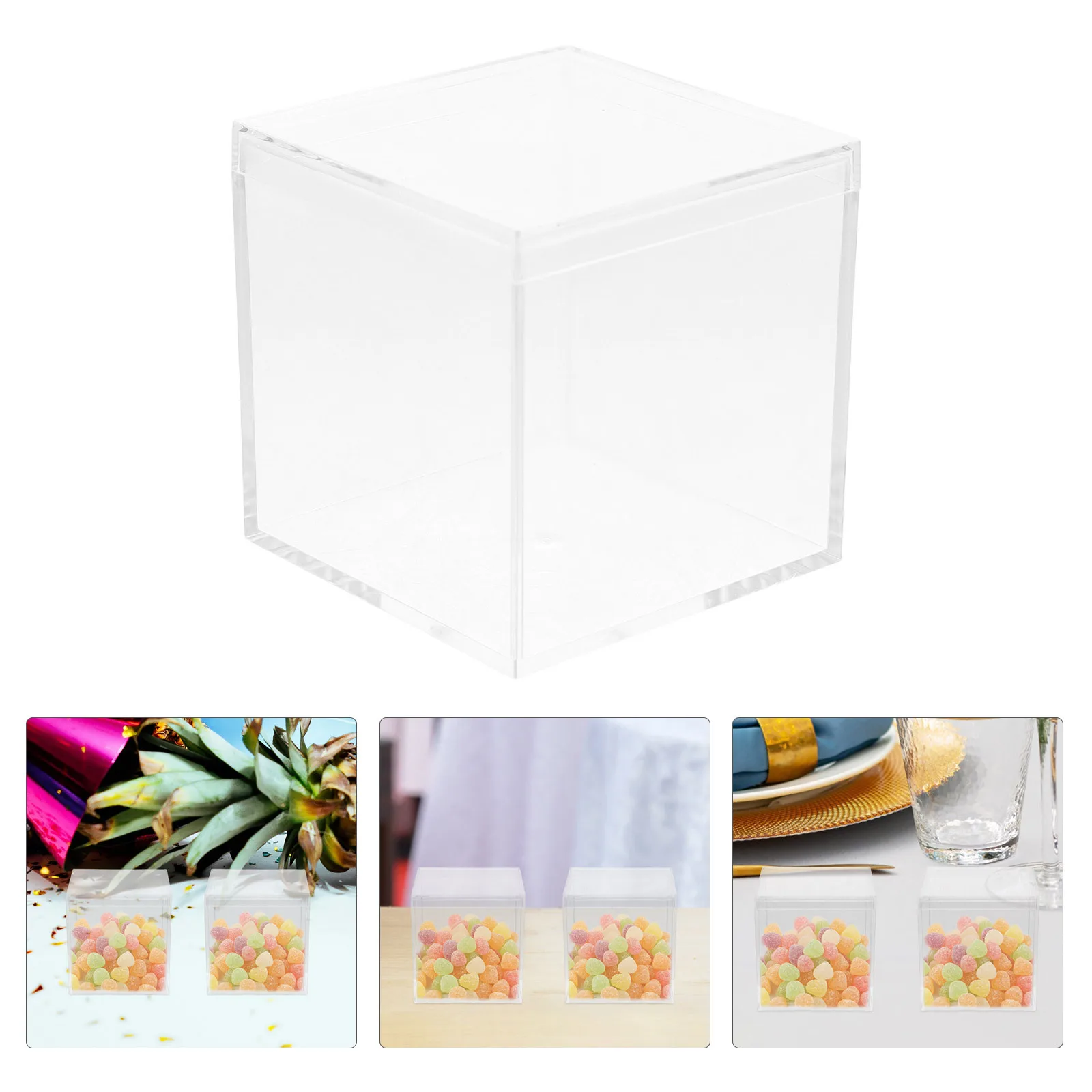 

24Pcs Transparent Plastic Gift Boxes Square Clear Favor Boxes Mini Candy Storage Containers Wedding Party Treat Display Cases