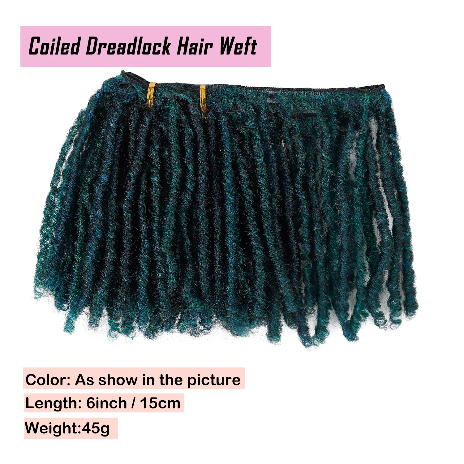 Coiled Springy Dreadlocks Hair Weft Short Spring Coil Dread Weft For DIY Ponytails Topper Hair Extension Wigs Synthetic Bundles