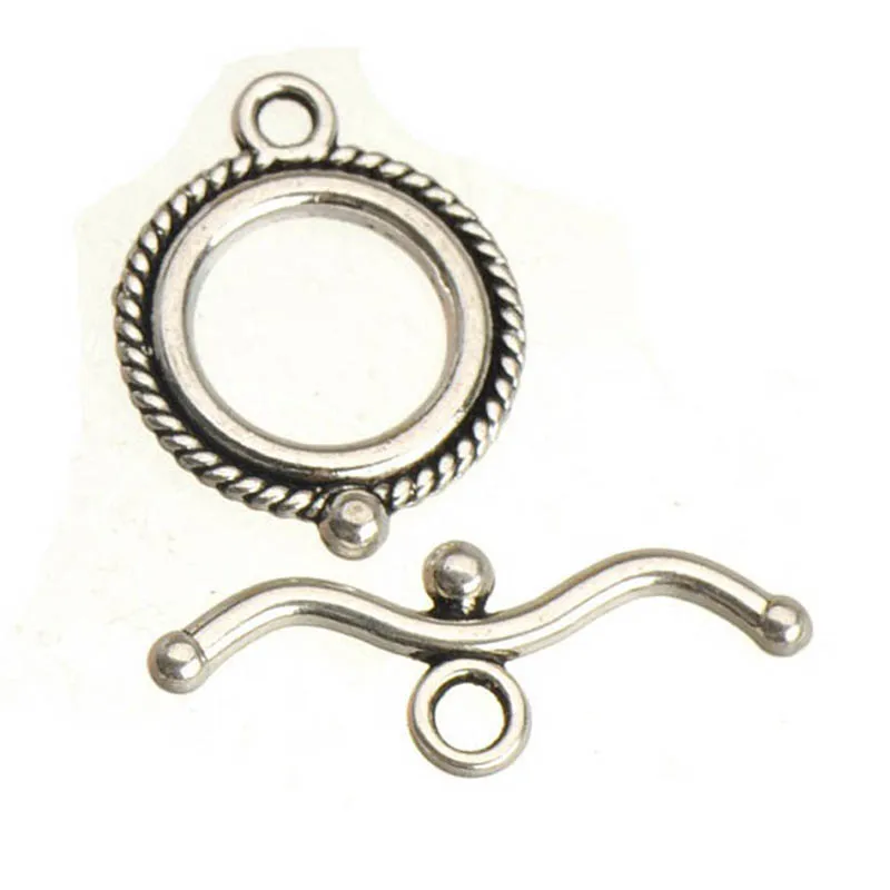 Chiusura per bracciale Collana Ganci OT Rotondi Argento Artigianato 40 pezzi Ciondoli in metallo Catene con connettori Toggle Componenti di gioielli Forniture