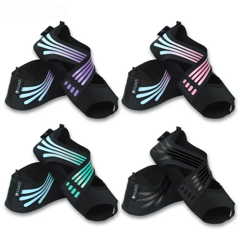 Women Non-Slip Yoga Socks Fitness Sport Toe Separator Pilates Dance Shoes Cover Soft Sole Gripper Indoor Workout Barefoot Indoor