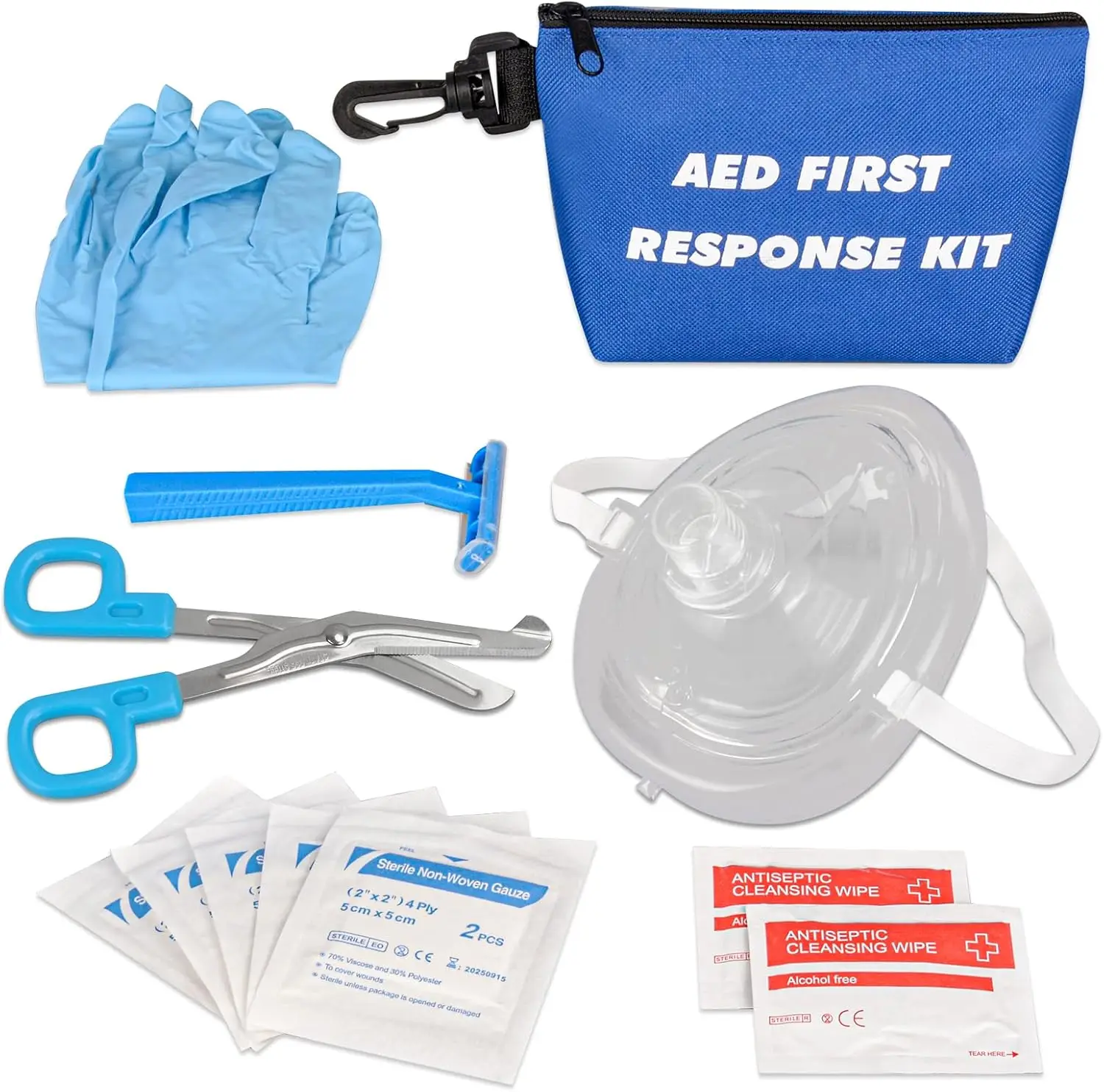Ultrassist AED First Aid Training Accessory Kit One-way-valve Mask Razor Trauma Shears for First Responder Practice Education
